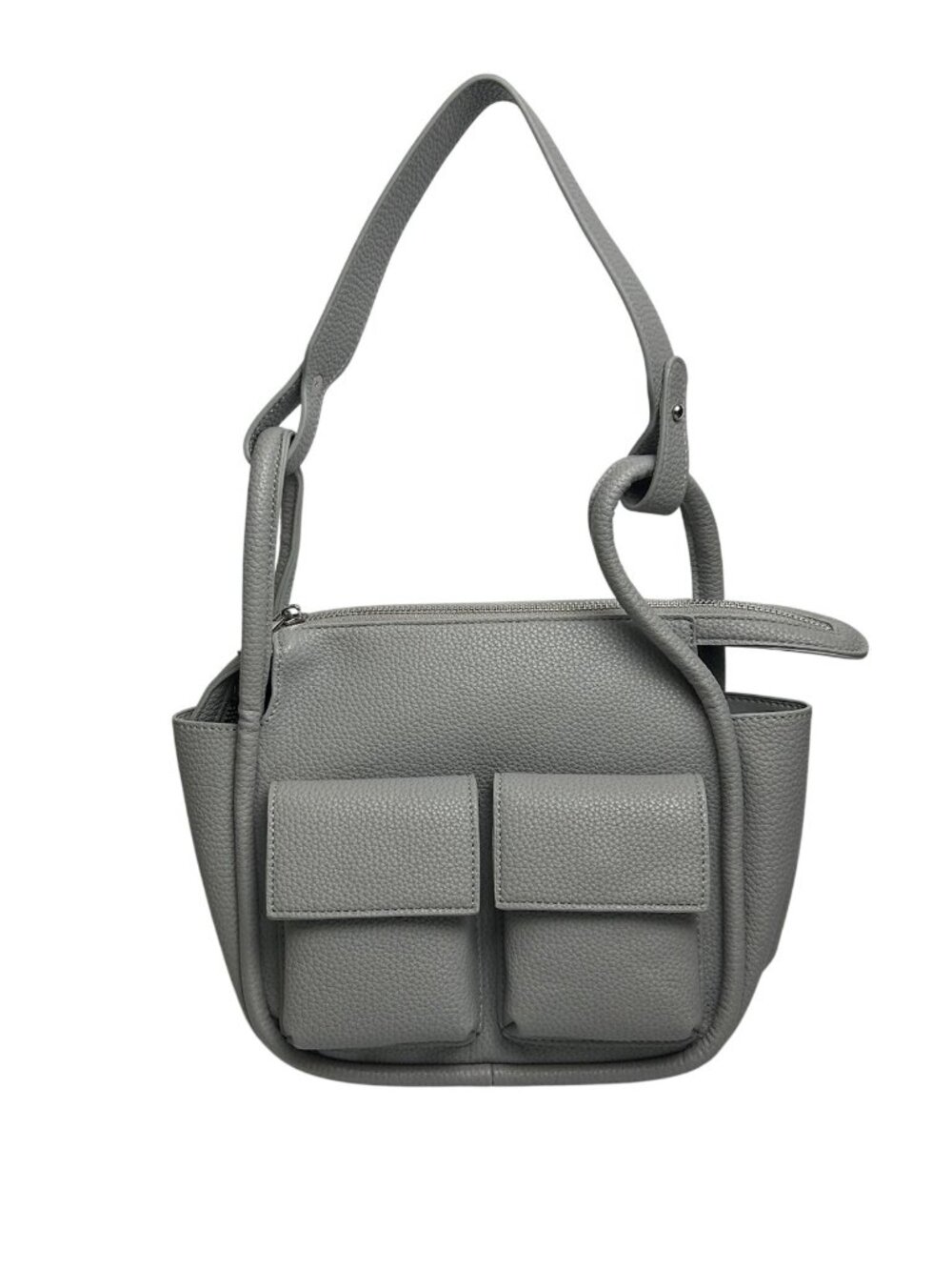 By Anthropologie Women's Blue Gray Faux Leather Utility Box Bag -Handle Bag NWT